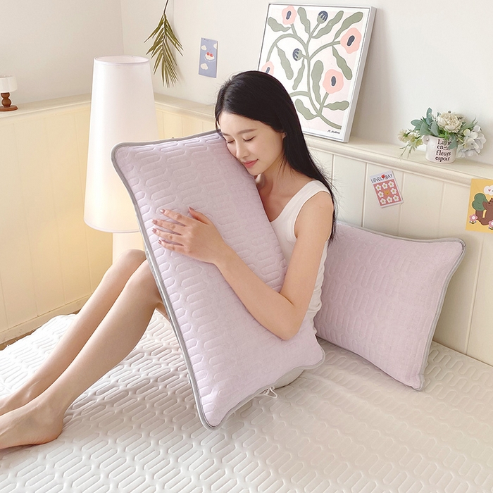 91家纺网 家纺一手货源 找家纺 雨彤家纺 2025年新款A类凉感丝乳胶单人枕套 肌理纹-紫