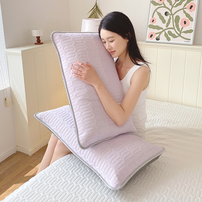 91家纺网 家纺一手货源 找家纺 雨彤家纺 2025年新款A类凉感丝乳胶单人枕套 肌理纹-紫