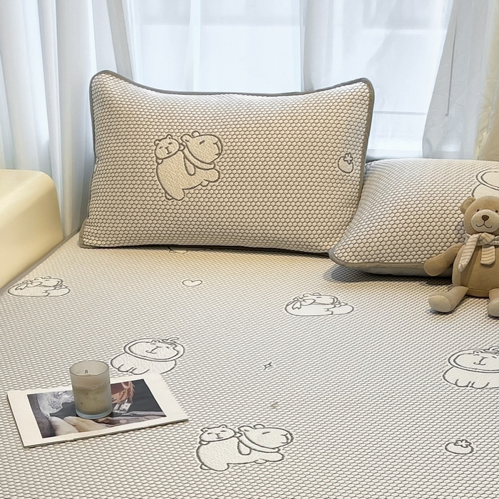 91家纺网 家纺一手货源 找家纺 LIFE.丽芙 2025春夏季新品A类针织提花冰凉豆豆凉感枕头套机包边款（风格二） 卡皮巴拉-灰