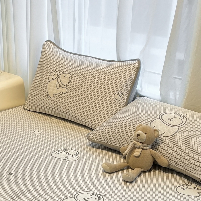 91家纺网 家纺一手货源 找家纺 LIFE.丽芙 2025春夏季新品A类针织提花冰凉豆豆凉感枕头套机包边款（风格二） 卡皮巴拉-灰