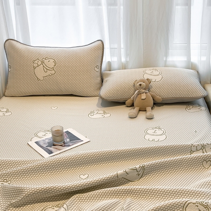 91家纺网 家纺一手货源 找家纺 LIFE.丽芙 2025春夏季新品A类针织提花冰凉豆豆凉感枕头套机包边款（风格二） 卡皮巴拉-绿