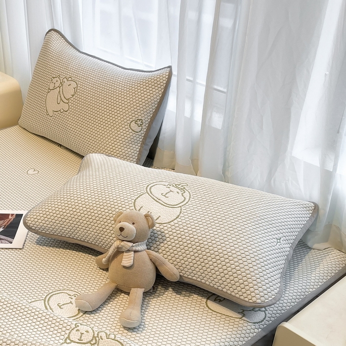 91家纺网 家纺一手货源 找家纺 LIFE.丽芙 2025春夏季新品A类针织提花冰凉豆豆凉感枕头套机包边款（风格二） 卡皮巴拉-绿