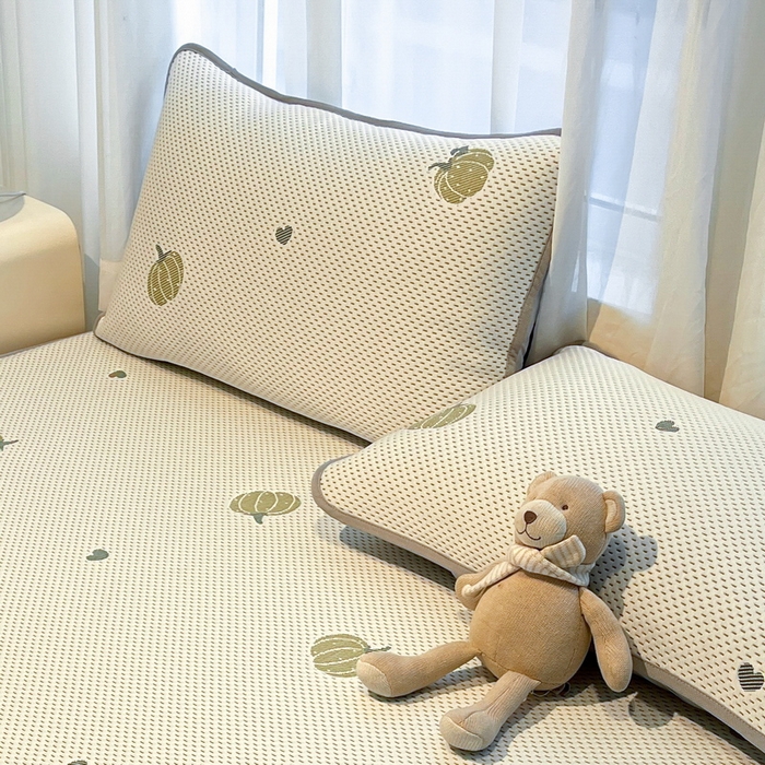 91家纺网 家纺一手货源 找家纺 LIFE.丽芙 2025春夏季新品A类针织提花冰凉豆豆凉感枕头套机包边款（风格二） 南瓜-绿