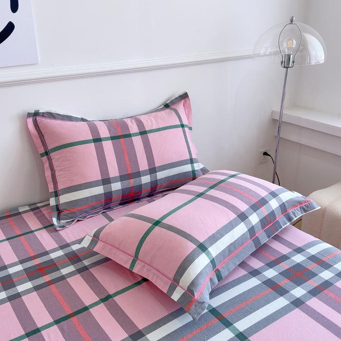 91家纺网 家纺一手货源 找家纺 （总）三沁家居 2025新款格子色织全棉水洗棉四件套直播爆款量大价优