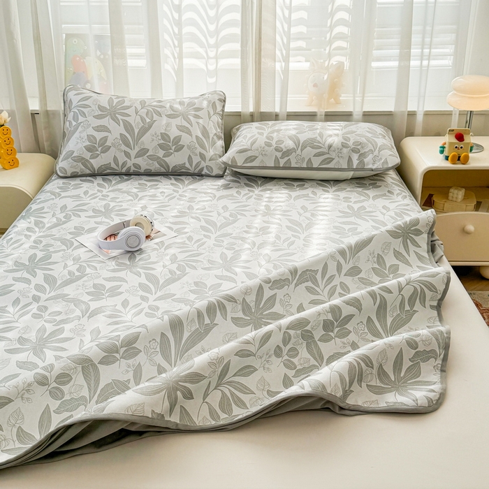 91家纺网 家纺一手货源 找家纺 LIFE.丽芙 2025春夏季新品数码印花冰藤加厚枕头套机包边款（风格一） 绿茵