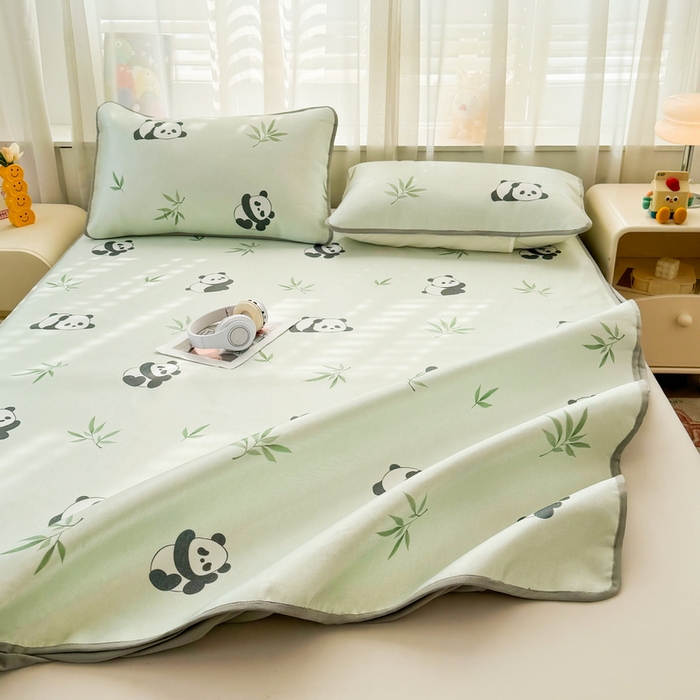 91家纺网 家纺一手货源 找家纺 LIFE.丽芙 2025春夏季新品数码印花冰藤加厚枕头套机包边款（风格一） 小熊猫