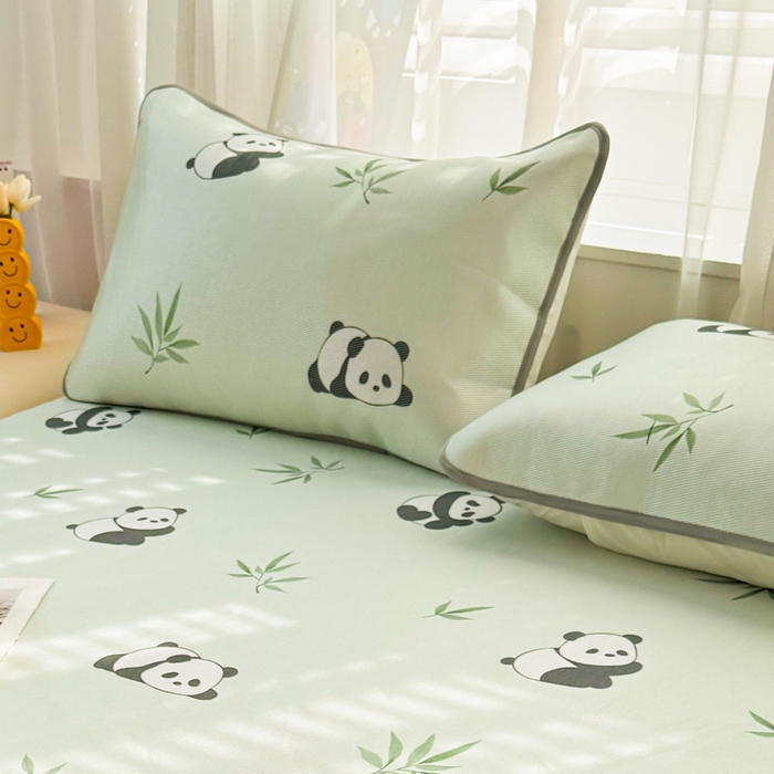 91家纺网 家纺一手货源 找家纺 LIFE.丽芙 2025春夏季新品数码印花冰藤加厚枕头套机包边款（风格一） 小熊猫