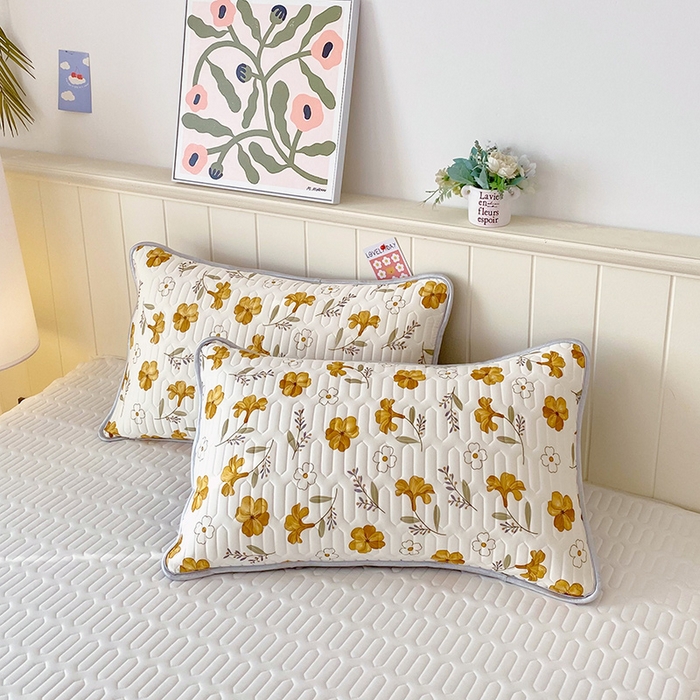 雨彤家纺 2025年新款A类凉感丝乳胶单人枕套 花开盛世