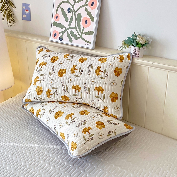 91家纺网 家纺一手货源 找家纺 雨彤家纺 2025年新款A类凉感丝乳胶单人枕套 花开盛世