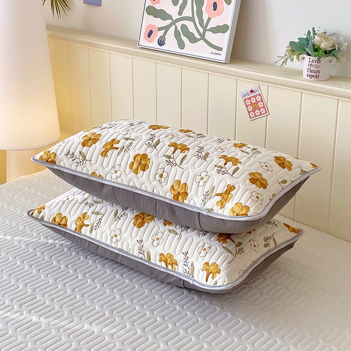 91家纺网 家纺一手货源 找家纺 雨彤家纺 2025年新款A类凉感丝乳胶单人枕套 花开盛世