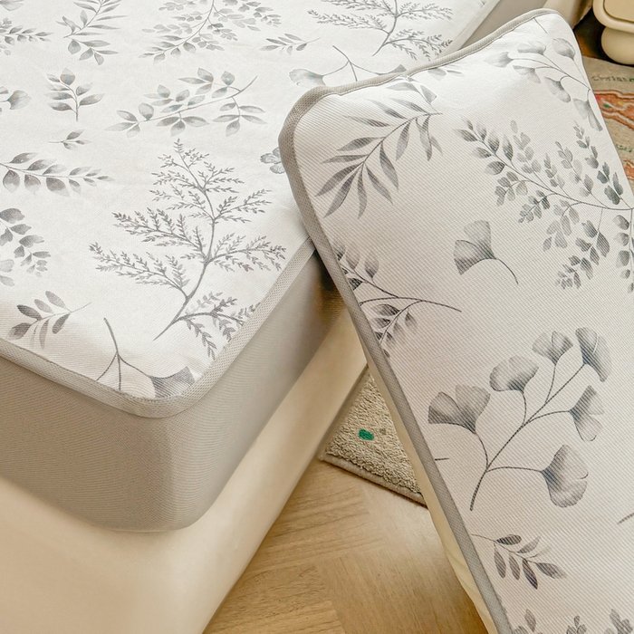 91家纺网 家纺一手货源 找家纺 LIFE.丽芙 2025春夏季新品数码印花冰藤加厚枕头套机包边款（风格一） 水墨叶