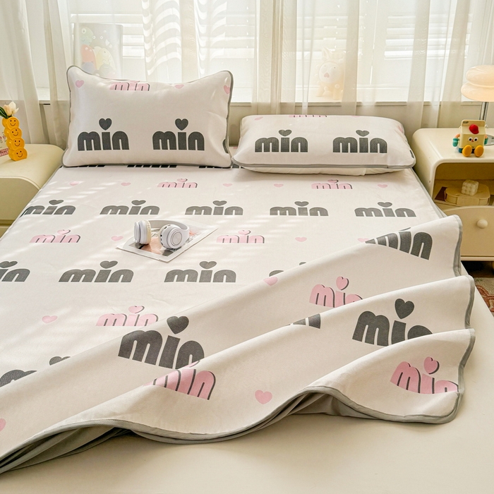 91家纺网 家纺一手货源 找家纺 LIFE.丽芙 2025春夏季新品数码印花冰藤加厚枕头套机包边款（风格一） 甜心粉