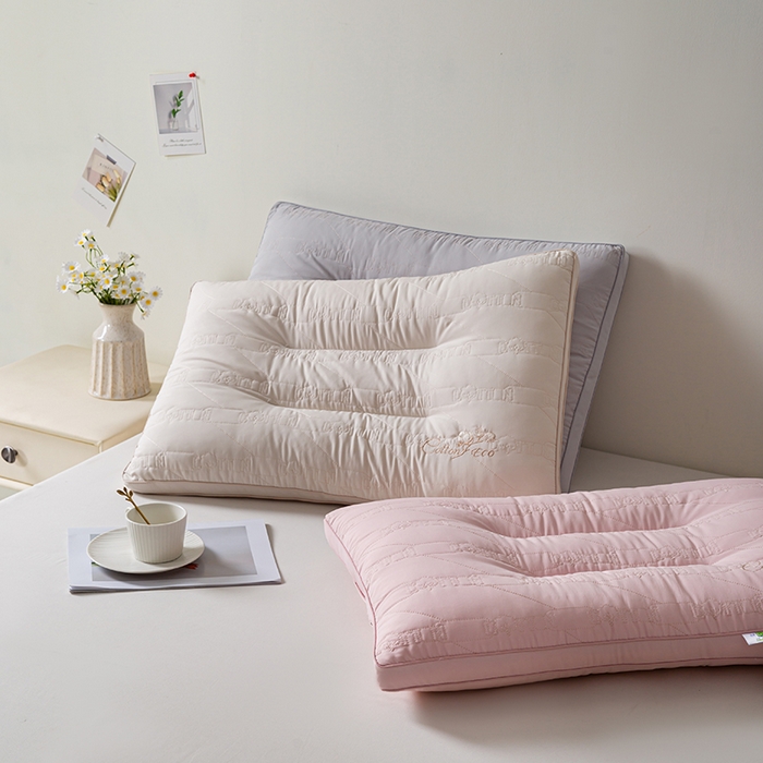 91家纺网 家纺一手货源 找家纺 贤内助家纺 2025新款洁净棉舒枕保健枕颈椎枕头枕芯 白色