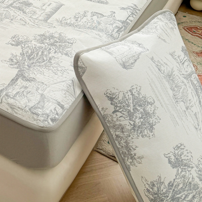 91家纺网 家纺一手货源 找家纺 LIFE.丽芙 2025春夏季新品数码印花冰藤加厚枕头套机包边款（风格一） 秘密庄园