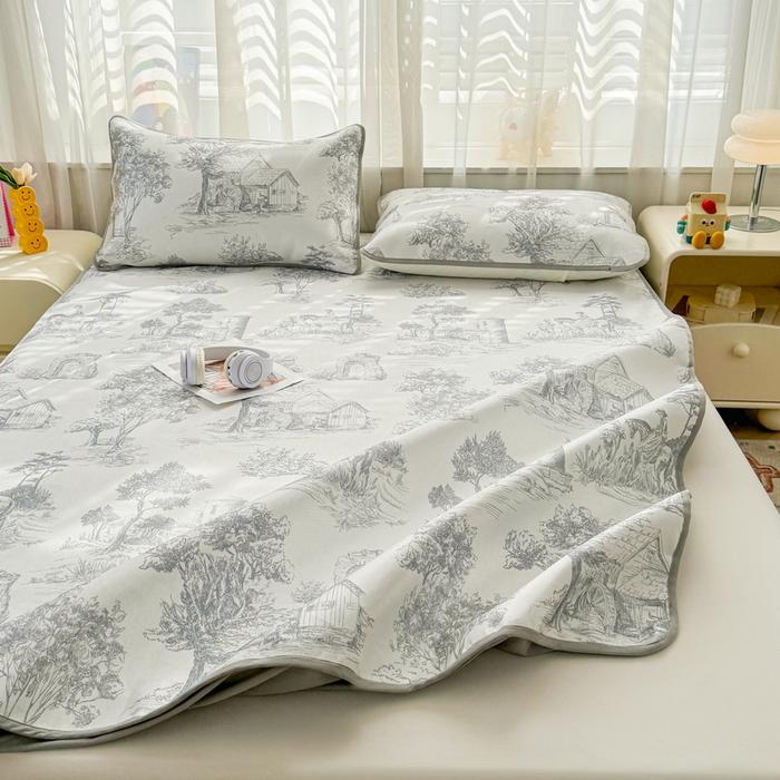 91家纺网 家纺一手货源 找家纺 LIFE.丽芙 2025春夏季新品数码印花冰藤加厚枕头套机包边款（风格一） 秘密庄园