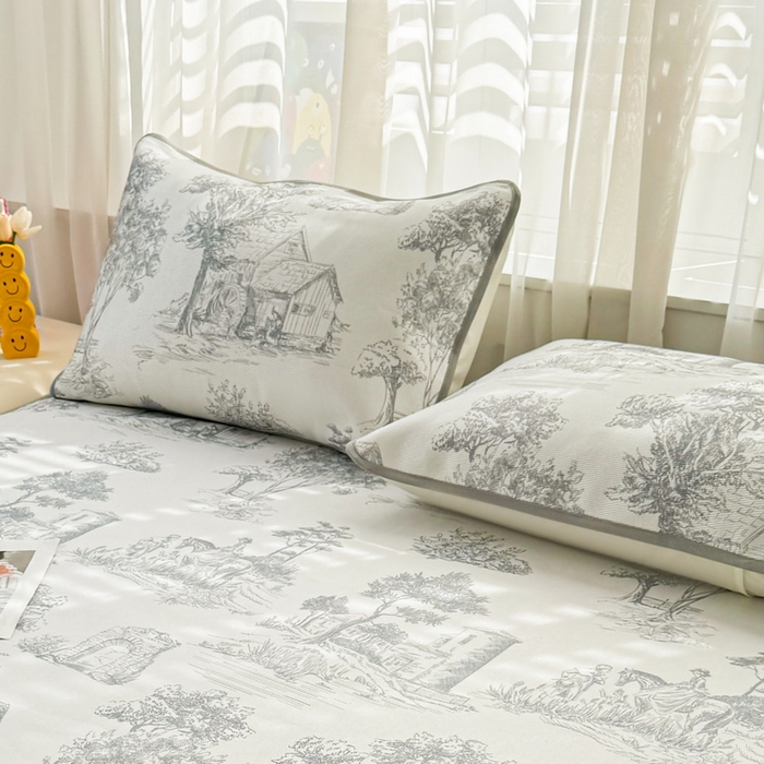 91家纺网 家纺一手货源 找家纺 LIFE.丽芙 2025春夏季新品数码印花冰藤加厚枕头套机包边款（风格一） 秘密庄园