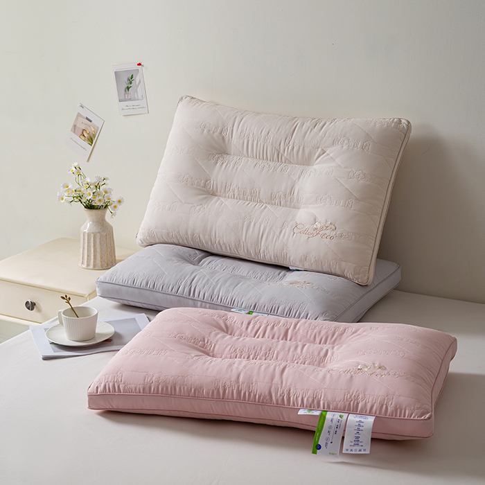 91家纺网 家纺一手货源 找家纺 贤内助家纺 2025新款洁净棉舒枕保健枕颈椎枕头枕芯 灰色