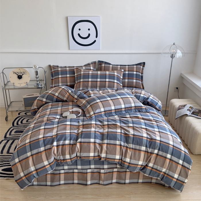 三沁家居 2025新款格子色织全棉水洗棉四件套直播爆款量大价优 爵士乐章