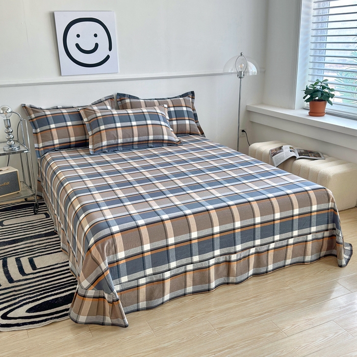 91家纺网 家纺一手货源 找家纺 三沁家居 2025新款格子色织全棉水洗棉四件套直播爆款量大价优 爵士乐章