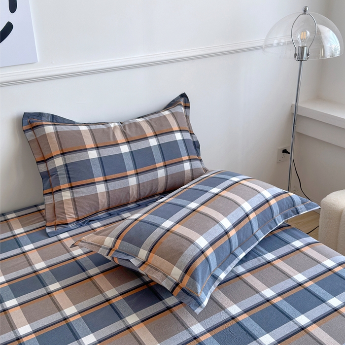 91家纺网 家纺一手货源 找家纺 三沁家居 2025新款格子色织全棉水洗棉四件套直播爆款量大价优 爵士乐章