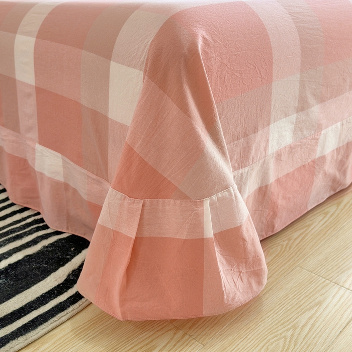 91家纺网 家纺一手货源 找家纺 三沁家居 2025新款格子色织全棉水洗棉四件套直播爆款量大价优 米夕玉咖