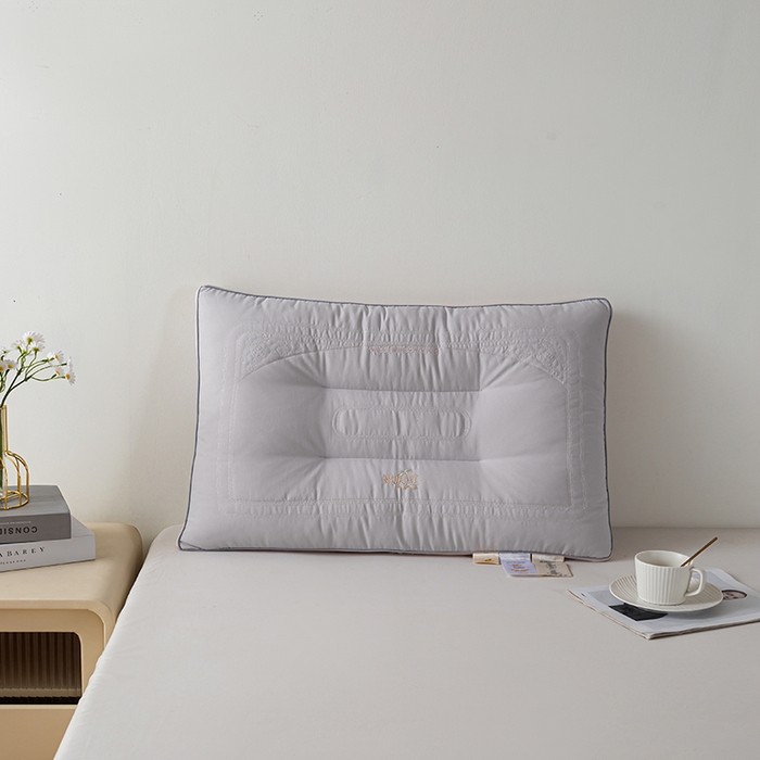 贤内助家纺 2025新款植物羊绒嫩肤豆氧颜枕保健枕颈椎枕头枕芯 嫩肤豆灰