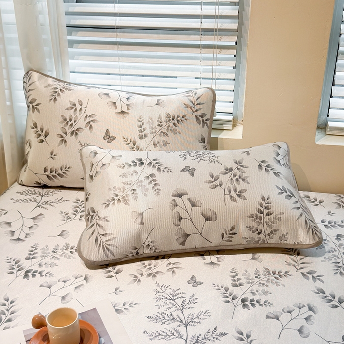 LIFE.丽芙 2025春夏季新品数码印花冰藤加厚枕头套机包边款（风格二） 水墨叶