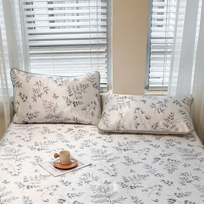 91家纺网 家纺一手货源 找家纺 LIFE.丽芙 2025春夏季新品数码印花冰藤加厚枕头套机包边款（风格二） 水墨叶