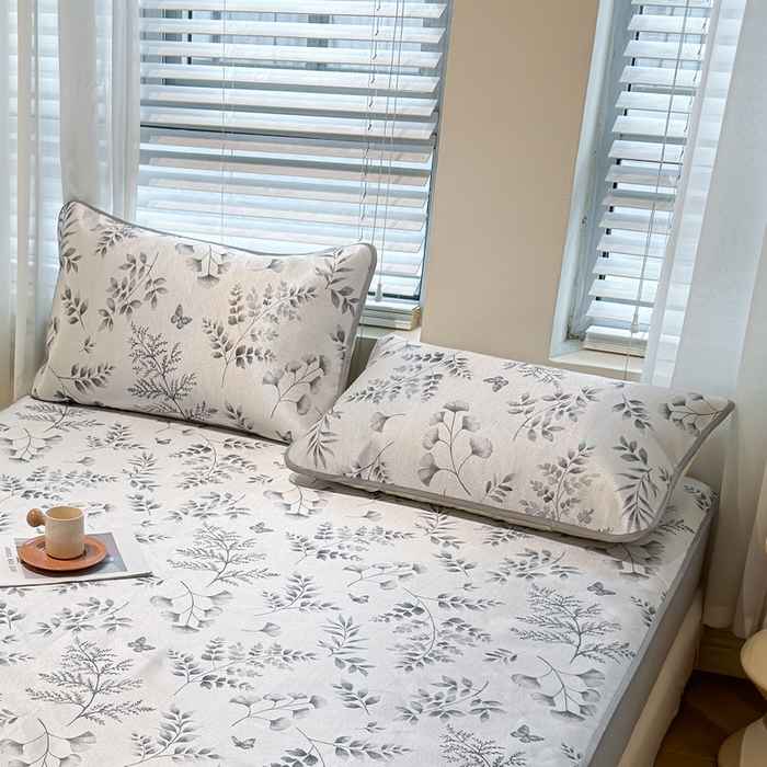 91家纺网 家纺一手货源 找家纺 LIFE.丽芙 2025春夏季新品数码印花冰藤加厚枕头套机包边款（风格二） 水墨叶