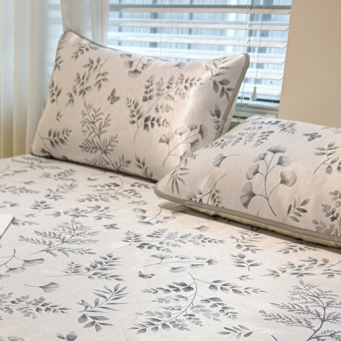 91家纺网 家纺一手货源 找家纺 LIFE.丽芙 2025春夏季新品数码印花冰藤加厚枕头套机包边款（风格二） 水墨叶