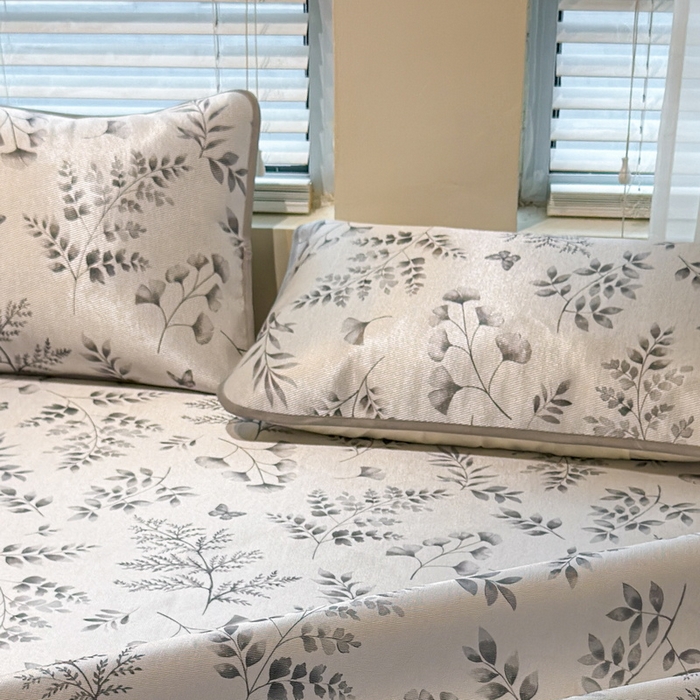 91家纺网 家纺一手货源 找家纺 LIFE.丽芙 2025春夏季新品数码印花冰藤加厚枕头套机包边款（风格二） 水墨叶