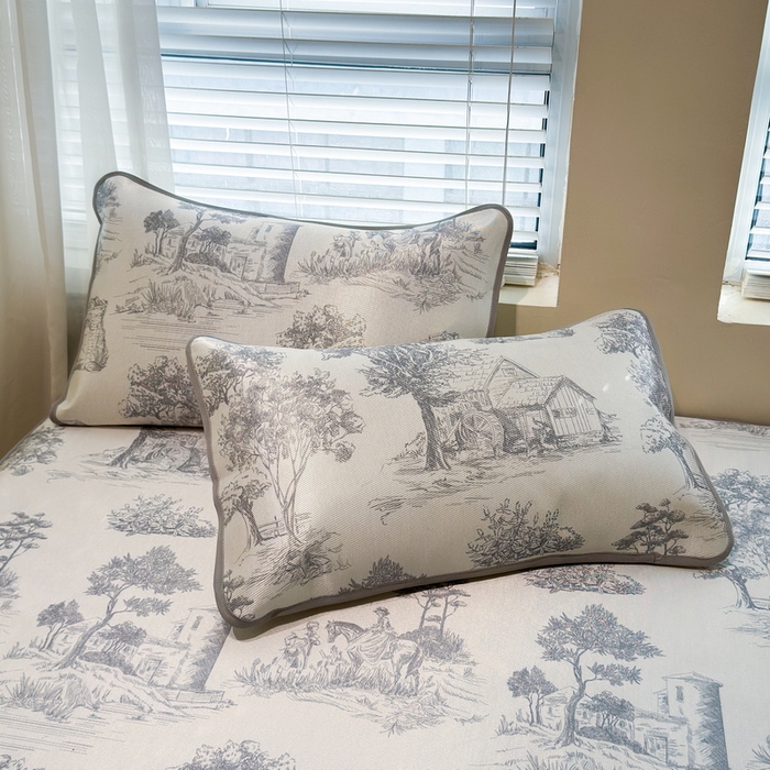 LIFE.丽芙 2025春夏季新品数码印花冰藤加厚枕头套机包边款（风格二） 秘密庄园