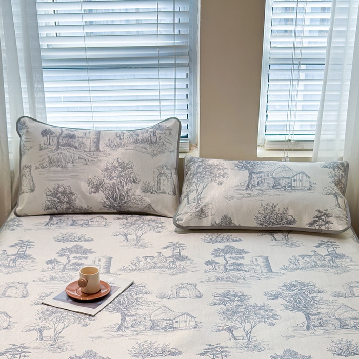 91家纺网 家纺一手货源 找家纺 LIFE.丽芙 2025春夏季新品数码印花冰藤加厚枕头套机包边款（风格二） 秘密庄园