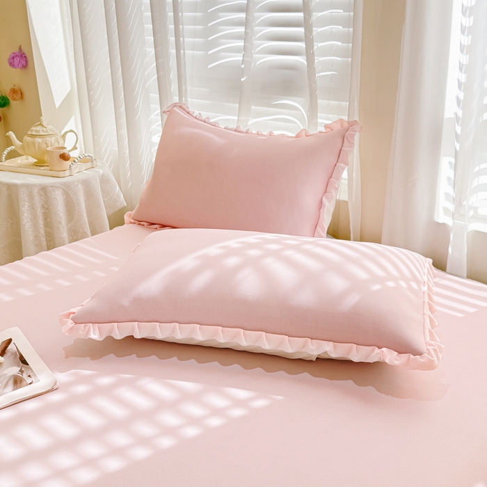 91家纺网 家纺一手货源 找家纺 （总）LIFE.丽芙 2025春夏新款独家研发太空层凉感冰丝双层荷叶边枕头套