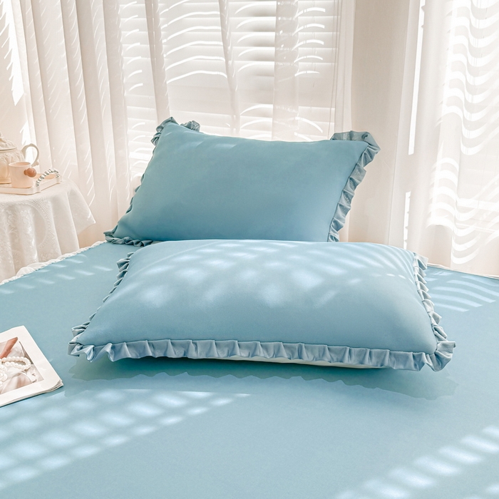 91家纺网 家纺一手货源 找家纺 （总）LIFE.丽芙 2025春夏新款独家研发太空层凉感冰丝双层荷叶边枕头套