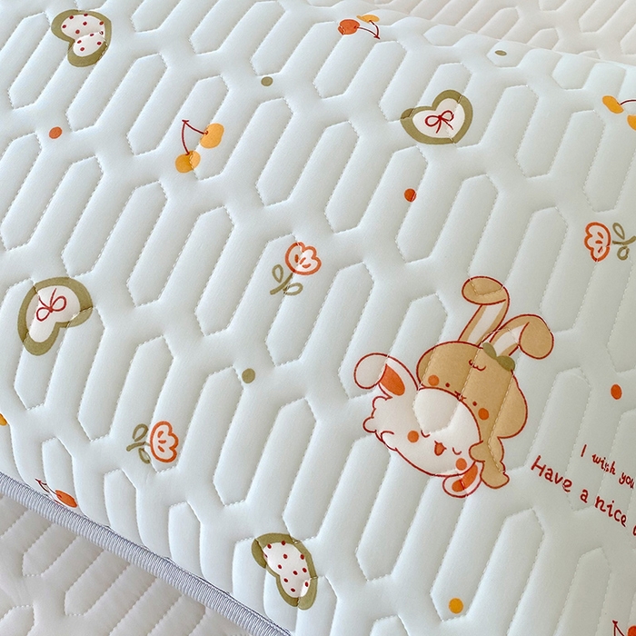 91家纺网 家纺一手货源 找家纺 雨彤家纺 2025年新款A类凉感丝乳胶单人枕套 樱桃小兔