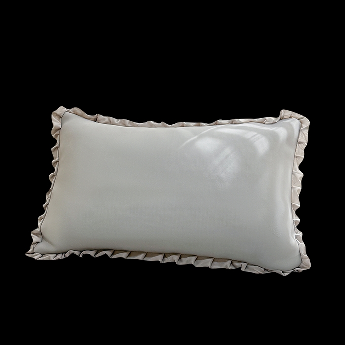 91家纺网 家纺一手货源 找家纺 LIFE.丽芙 2025春夏新款独家研发太空层凉感冰丝双层荷叶边枕头套 浅灰