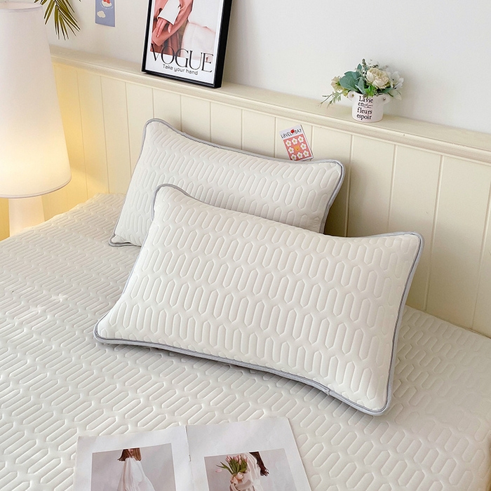 雨彤家纺 2025年新款A类凉感丝乳胶单人枕套 珍珠白