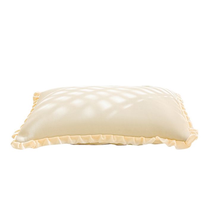 91家纺网 家纺一手货源 找家纺 LIFE.丽芙 2025春夏新款独家研发太空层凉感冰丝双层荷叶边枕头套 奶昔黄