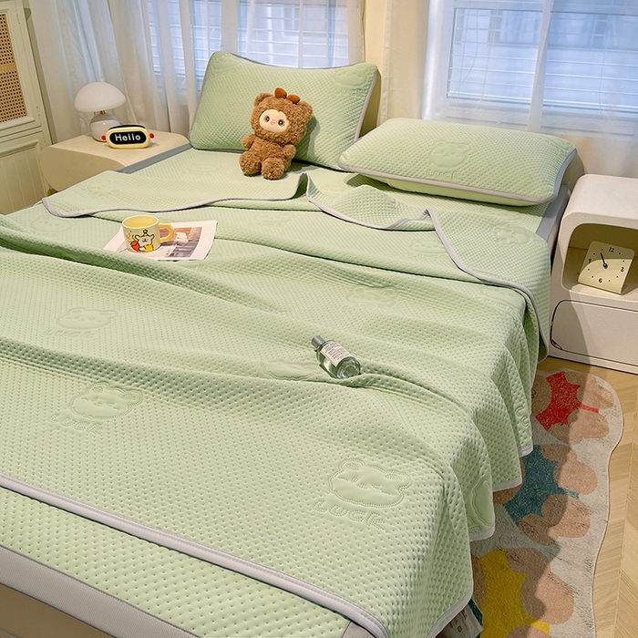 91家纺网 家纺一手货源 找家纺 美梦里 2025春夏新款A类云母凉感夏被夏凉被空调被--幸运多 幸运多-绿色