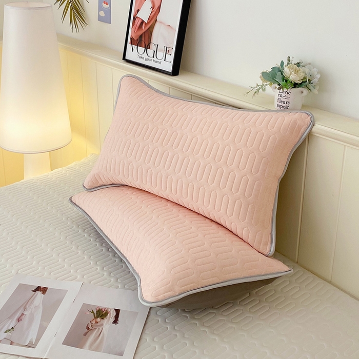 91家纺网 家纺一手货源 找家纺 雨彤家纺 2025年新款A类凉感丝乳胶单人枕套 肌理纹-桔