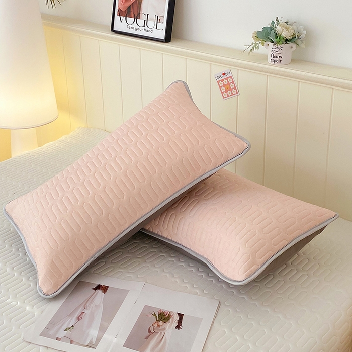 91家纺网 家纺一手货源 找家纺 雨彤家纺 2025年新款A类凉感丝乳胶单人枕套 肌理纹-桔