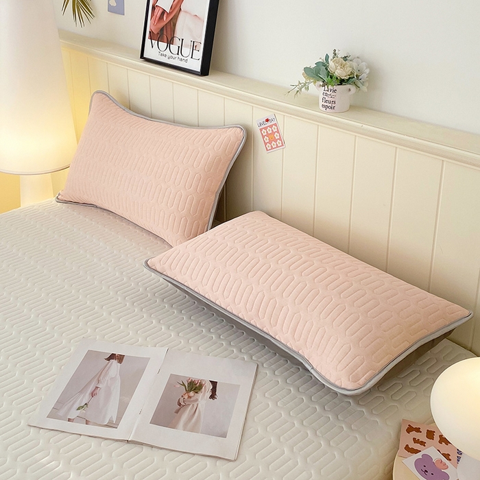 91家纺网 家纺一手货源 找家纺 雨彤家纺 2025年新款A类凉感丝乳胶单人枕套 肌理纹-桔