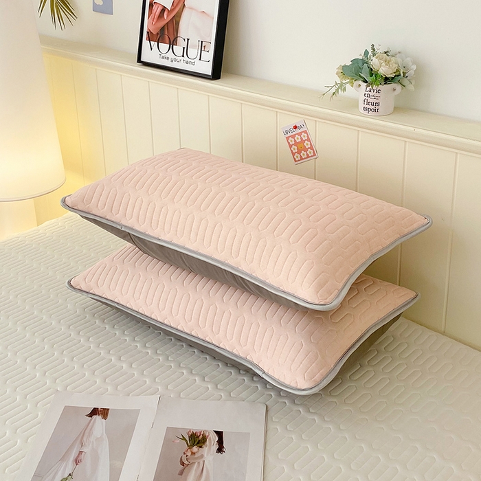 91家纺网 家纺一手货源 找家纺 雨彤家纺 2025年新款A类凉感丝乳胶单人枕套 肌理纹-桔