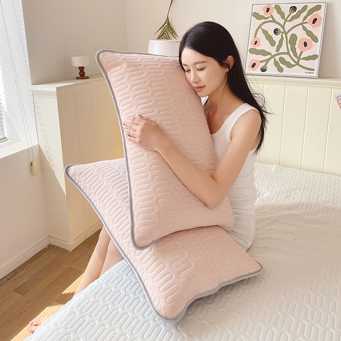 91家纺网 家纺一手货源 找家纺 雨彤家纺 2025年新款A类凉感丝乳胶单人枕套 肌理纹-桔