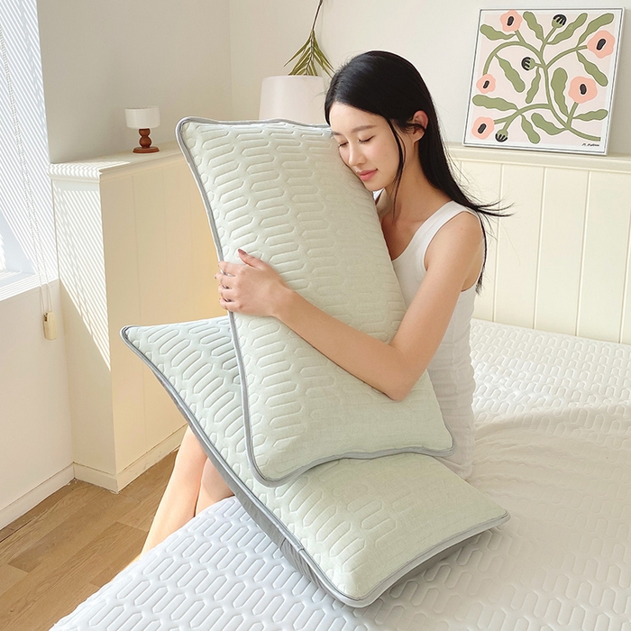 91家纺网 家纺一手货源 找家纺 雨彤家纺 2025年新款A类凉感丝乳胶单人枕套 肌理纹-橄榄绿