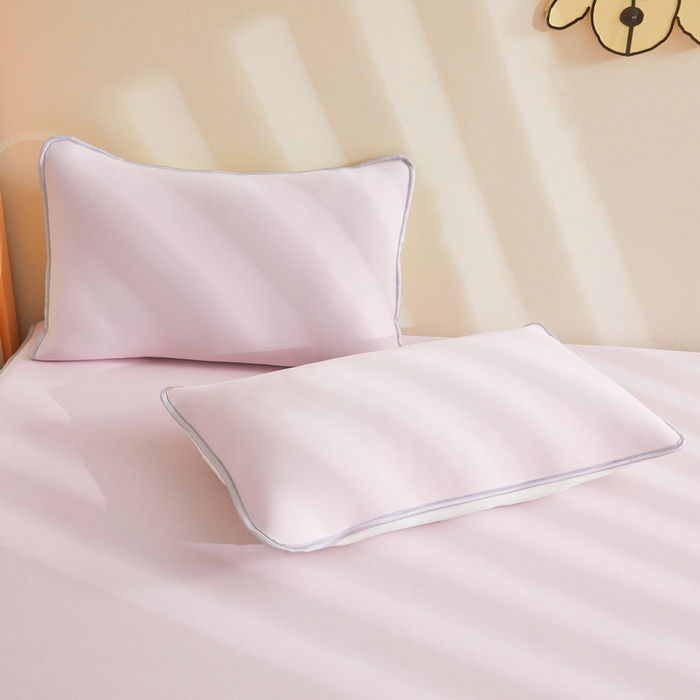 LIFE.丽芙 2025春夏新款独家研发太空层凉感冰丝枕头套素色包边款 樱花粉