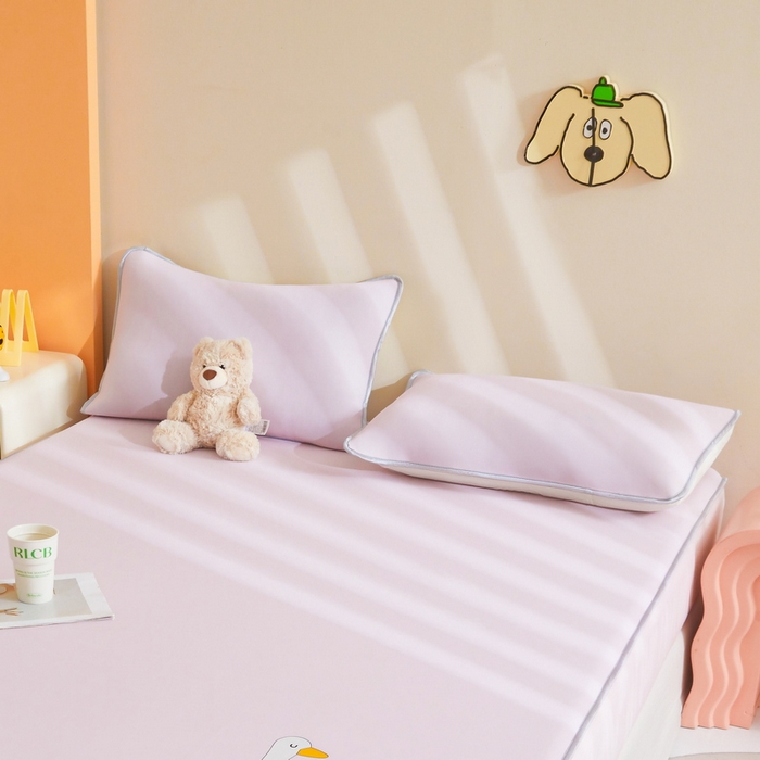 91家纺网 家纺一手货源 找家纺 LIFE.丽芙 2025春夏新款独家研发太空层凉感冰丝枕头套素色包边款 樱花粉