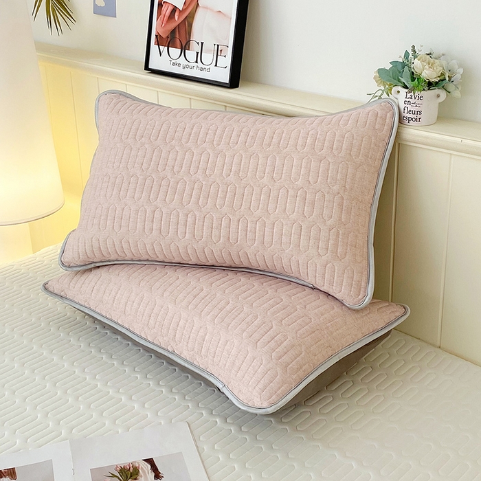 91家纺网 家纺一手货源 找家纺 雨彤家纺 2025年新款A类凉感丝乳胶单人枕套 肌理纹-咖