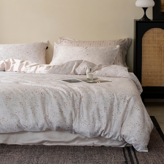 91家纺网 家纺一手货源 找家纺 （总）禾时 2025新款60S兰精天丝数码印花四件套进口莱赛尔床品四件套-慕沙